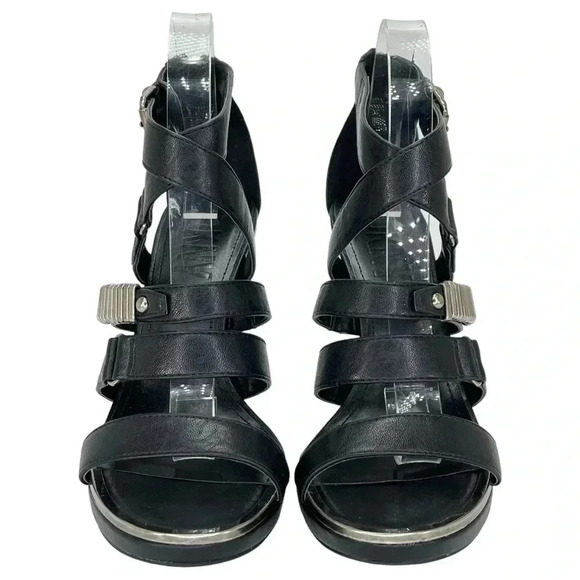 DKNY Deb Black Strappy Faux Leather Womens Heels Size 10M - Picture 11 of 16